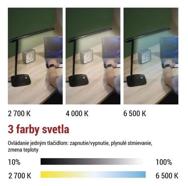 Čierna LED stolová lampička Chase 7,2W – LED lampičky a baterky > Stolové LED lampičky