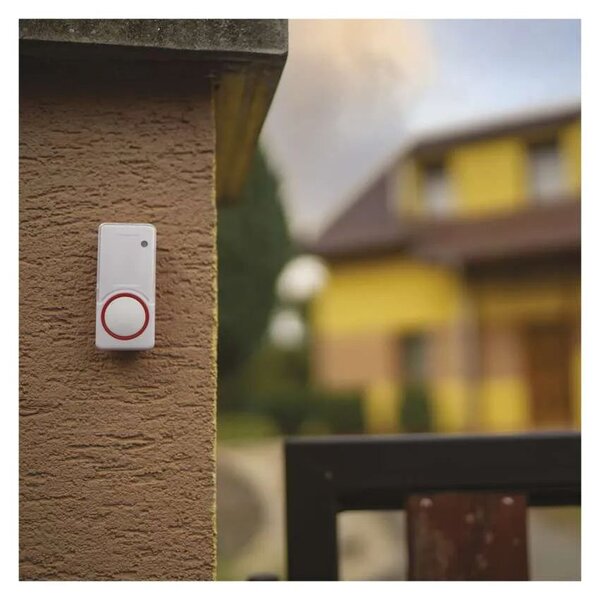 Bielo-červený domový bezdrôtový zvonček do zásuvky – Elektro > Domové zvončeky