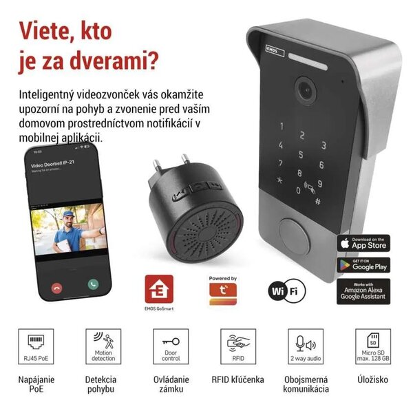 GoSmart Domový videozvonček IP-21PoE s dverným zámkom s WiFi – Inteligentná domácnosť > GoSmart