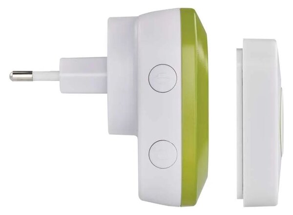 Bielo-zelený domový bezdrôtový zvonček do zásuvky – Elektro > Domové zvončeky