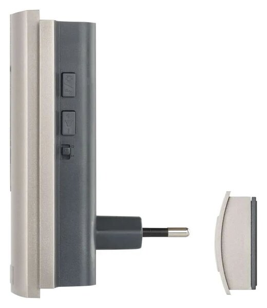 Strieborný domový bezdrôtový zvonček do zásuvky s USB a predlžovačom signálu – Elektro > Domové zvončeky