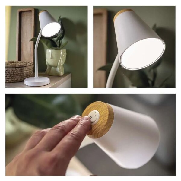 Biela LED stolová lampička Tara 4,5W – LED lampičky a baterky > Stolové LED lampičky