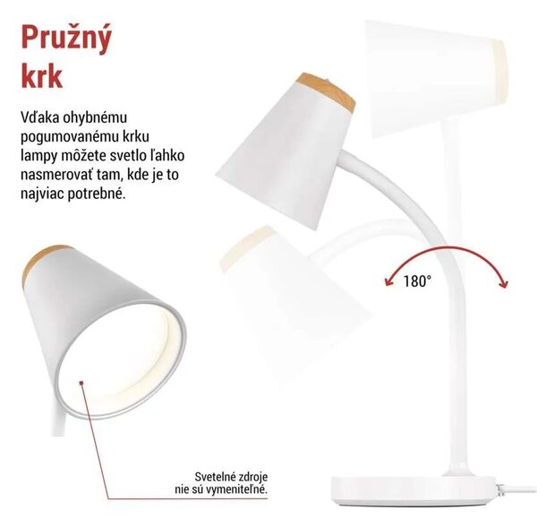 Biela LED stolová lampička Tara 4,5W – LED lampičky a baterky > Stolové LED lampičky