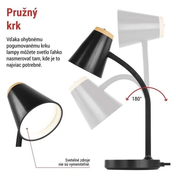 Čierna LED stolová lampička Tara 4,5W – LED lampičky a baterky > Stolové LED lampičky