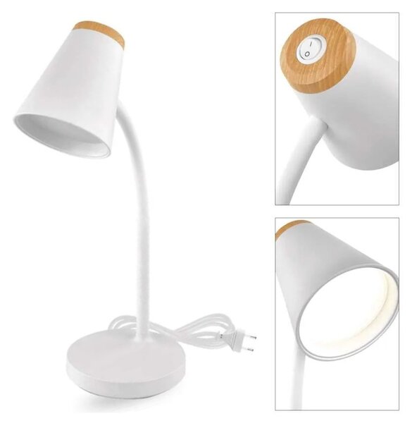 Biela LED stolová lampička Tara 4,5W – LED lampičky a baterky > Stolové LED lampičky