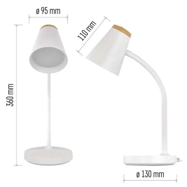 Biela LED stolová lampička Tara 4,5W – LED lampičky a baterky > Stolové LED lampičky