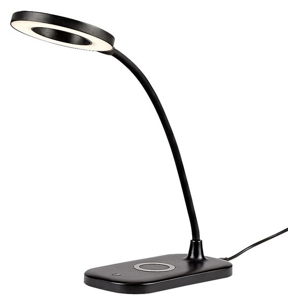 Čierna LED stolová lampička Hardin 5W s bezdrôtovým nabíjaním – LED lampičky a baterky > Stolové LED lampičky