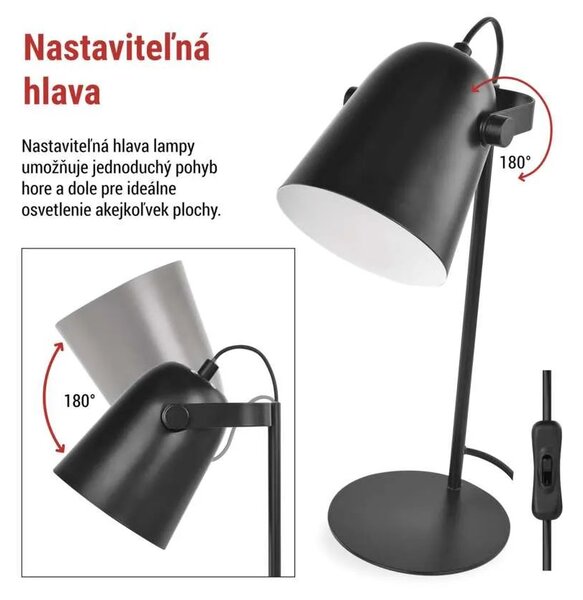 Čierna stolová lampa Nina pre žiarovku E27 – LED lampičky a baterky > Stolové LED lampičky