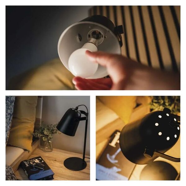 Čierna stolová lampa Nina pre žiarovku E27 – LED lampičky a baterky > Stolové LED lampičky