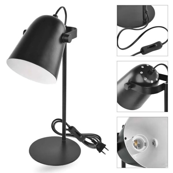 Čierna stolová lampa Nina pre žiarovku E27 – LED lampičky a baterky > Stolové LED lampičky