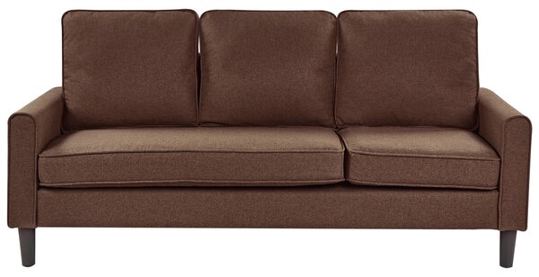 Pohovka hnedá látková čalúnená 3 miestna s taburetom mid century modern obývacia izba