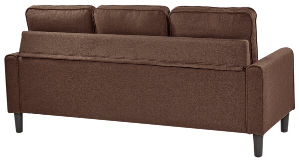 Pohovka hnedá látková čalúnená 3 miestna s taburetom mid century modern obývacia izba