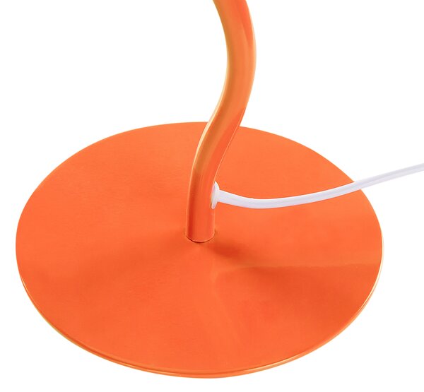 Stolná lampa oranžový kovový podstavec skladané biele tienidlo moderný minimalistický dizajn obývačka spálňa