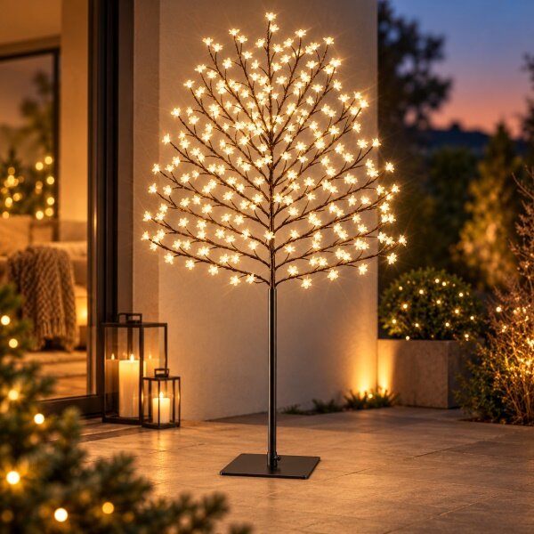 LED svetelný strom čerešňový kvet 180 cm – teplá biela
