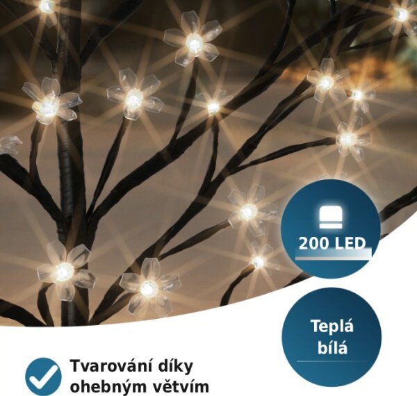 LED svetelný strom čerešňový kvet 180 cm – teplá biela