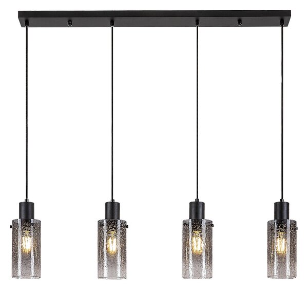 Čierny závesný luster Fumea pre žiarovku 4x E27 – LED lustre a svietidlá > Lustre