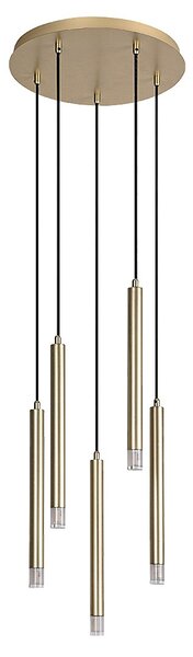 Zlatý závesný luster Ramira pre žiarovku 5x G9 – LED lustre a svietidlá > Lustre