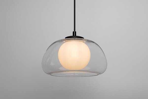 Čierny závesný luster Elowen s priehľadným tienidlom pre žiarovku G9 – LED lustre a svietidlá > Lustre