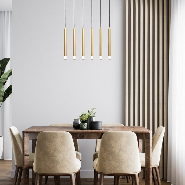 Zlatý závesný luster Ramira pre žiarovku 6x G9 – LED lustre a svietidlá > Lustre
