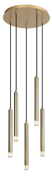 Zlatý závesný luster Ramira pre žiarovku 5x G9 – LED lustre a svietidlá > Lustre