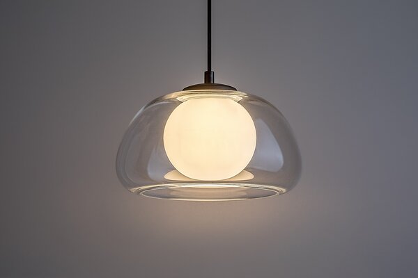 Čierny závesný luster Elowen s priehľadným tienidlom pre žiarovku G9 – LED lustre a svietidlá > Lustre