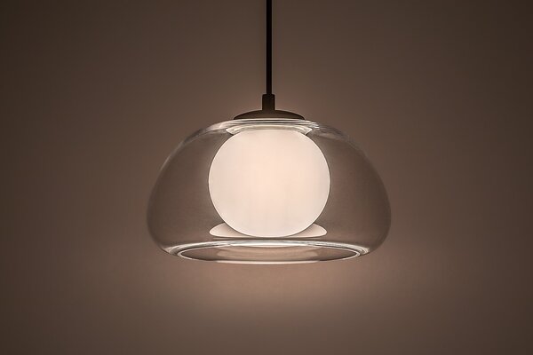 Čierny závesný luster Elowen s priehľadným tienidlom pre žiarovku G9 – LED lustre a svietidlá > Lustre