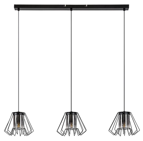 Čierny závesný luster Emerencia pre žiarovku 3x E27 – LED lustre a svietidlá > Lustre