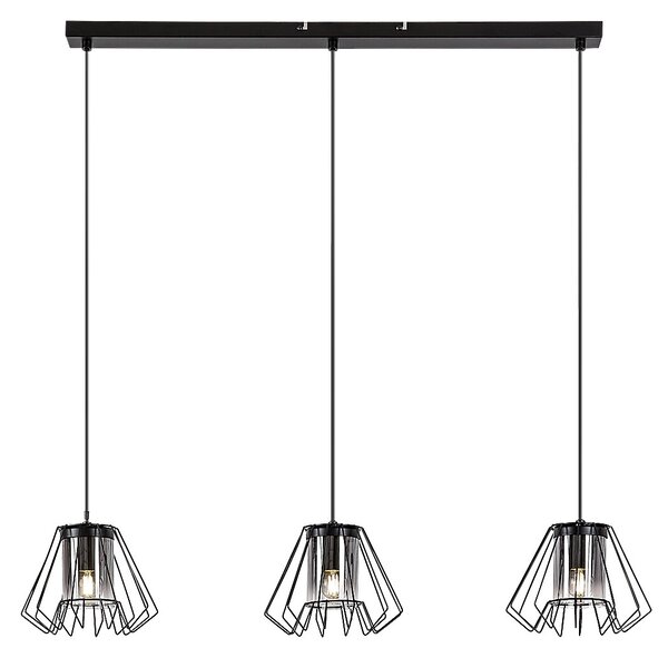 Čierny závesný luster Emerencia pre žiarovku 3x E27 – LED lustre a svietidlá > Lustre