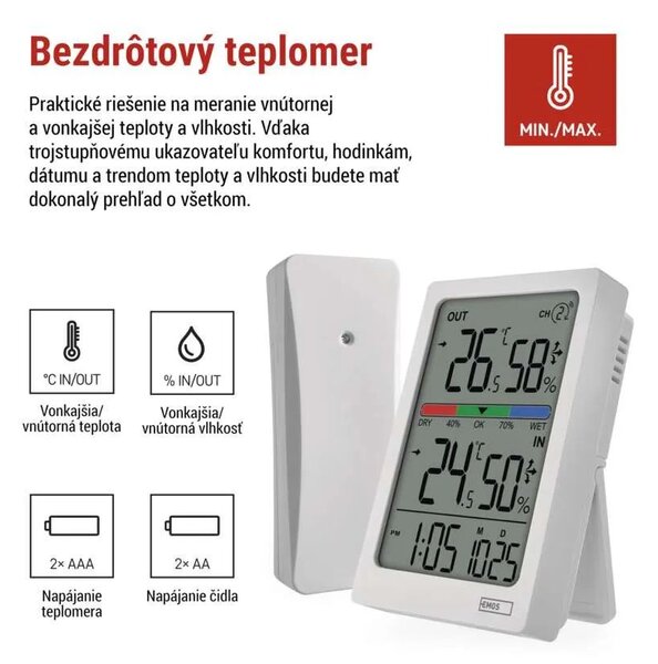 Domáci digitálny bezdrôtový teplomer s vlhkomerom – Elektro > Meteostanice a teplomery