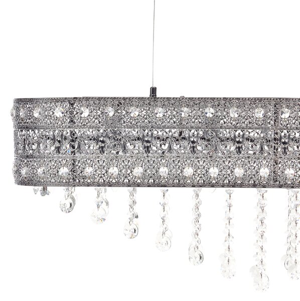 Luster strieborný železný chrómovaný povrch závesná lampa s krištáľmi glamour štýl obývacia izba jedáleň