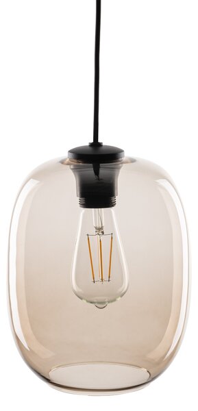 Čierny závesný luster Elio s jantárovým tienidlom pre žiarovku E27 – LED lustre a svietidlá > Lustre