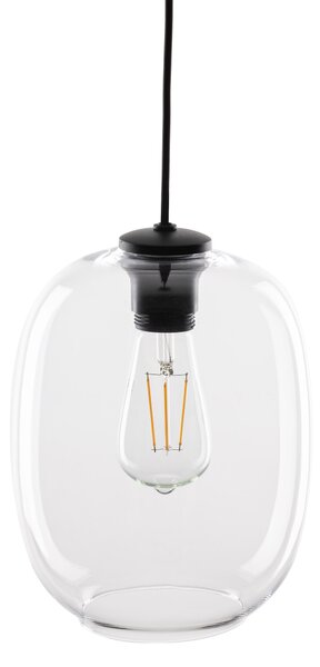 Čierny závesný luster Elio s priehľadným tienidlom pre žiarovku E27 – LED lustre a svietidlá > Lustre