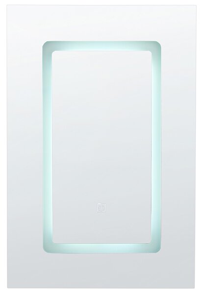 Zrkadlová skrinka do kúpeľne čierna strieborná preglejka sklo 40 x 60 cm s LED osvetlením moderný štýl kúpeľňa