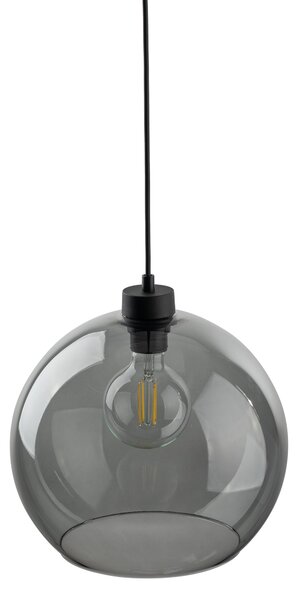 Čierny závesný luster Cubus s dymovým tienidlom pre žiarovku E27 – LED lustre a svietidlá > Lustre