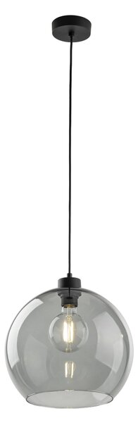 Čierny závesný luster Cubus s dymovým tienidlom pre žiarovku E27 – LED lustre a svietidlá > Lustre