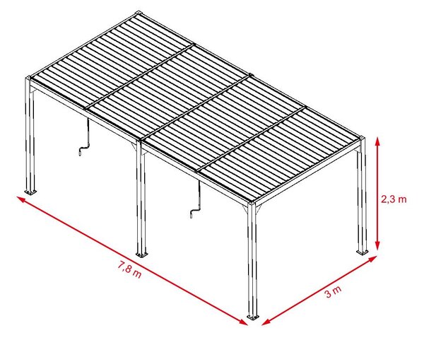 Hliníková bioklimatická pergola s lamelami 7.8 x 3 M