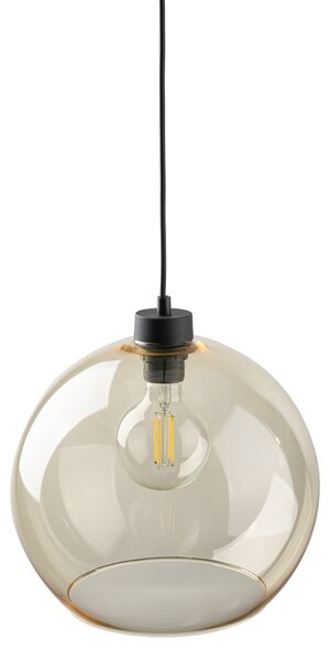 Čierny závesný luster Cubus s jantárovým tienidlom pre žiarovku E27 – LED lustre a svietidlá > Lustre