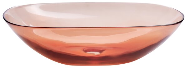 Umývadlo na dosku červené priehľadné z materiálu solid surface 54 x 36 cm moderná kúpeľňa