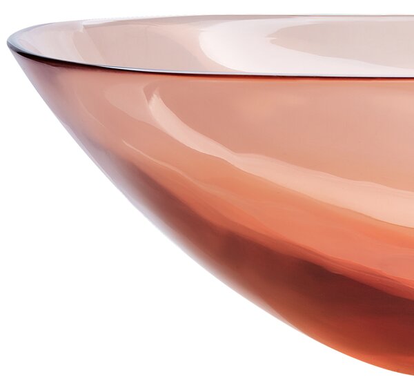 Umývadlo na dosku červené priehľadné z materiálu solid surface 54 x 36 cm moderná kúpeľňa