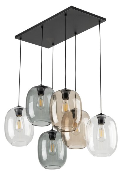 Čierny závesný luster Elio pre žiarovky 6x E27 – LED lustre a svietidlá > Lustre