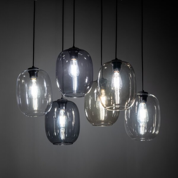 Čierny závesný luster Elio pre žiarovky 6x E27 – LED lustre a svietidlá > Lustre