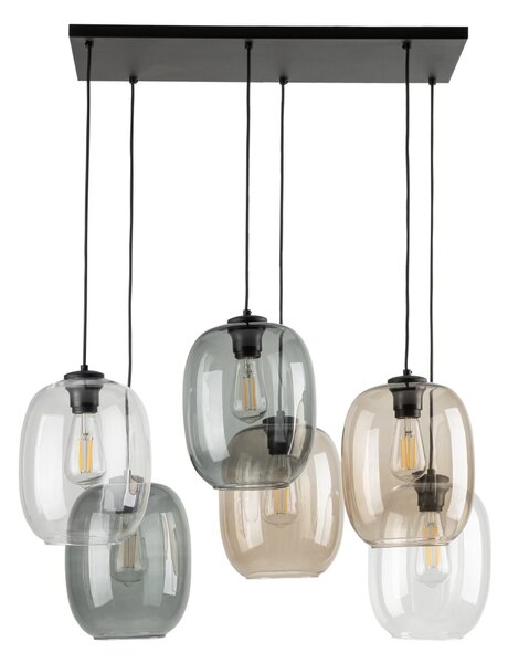 Čierny závesný luster Elio pre žiarovky 6x E27 – LED lustre a svietidlá > Lustre