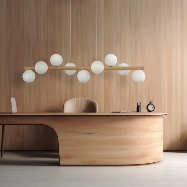 Závesný luster Estera Wood s dekorom dreva pre žiarovky 9x G9 – LED lustre a svietidlá > Lustre