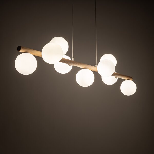 Závesný luster Estera Wood s dekorom dreva pre žiarovky 9x G9 – LED lustre a svietidlá > Lustre