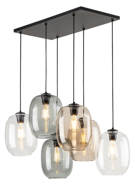 Čierny závesný luster Elio pre žiarovky 6x E27 – LED lustre a svietidlá > Lustre
