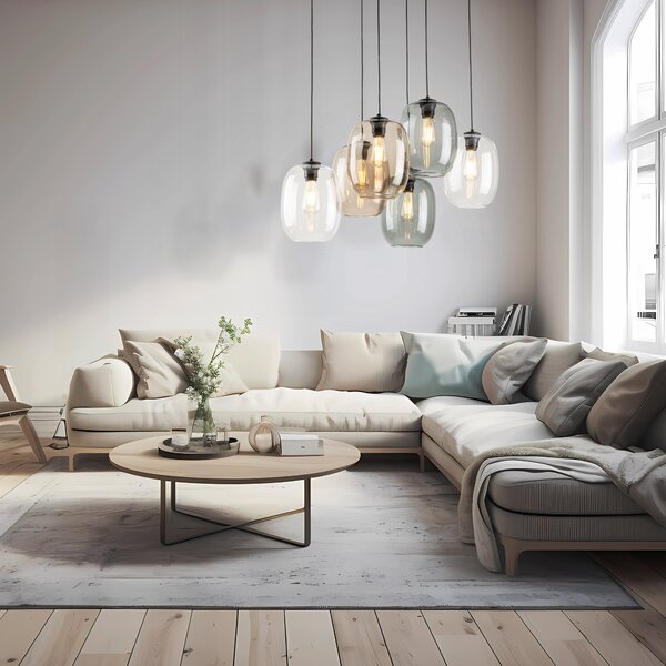 Čierny závesný luster Elio pre žiarovky 6x E27 – LED lustre a svietidlá > Lustre