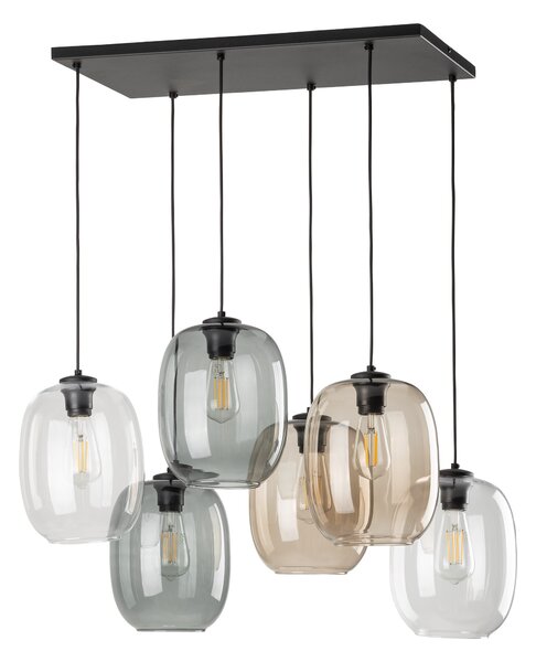 Čierny závesný luster Elio pre žiarovky 6x E27 – LED lustre a svietidlá > Lustre