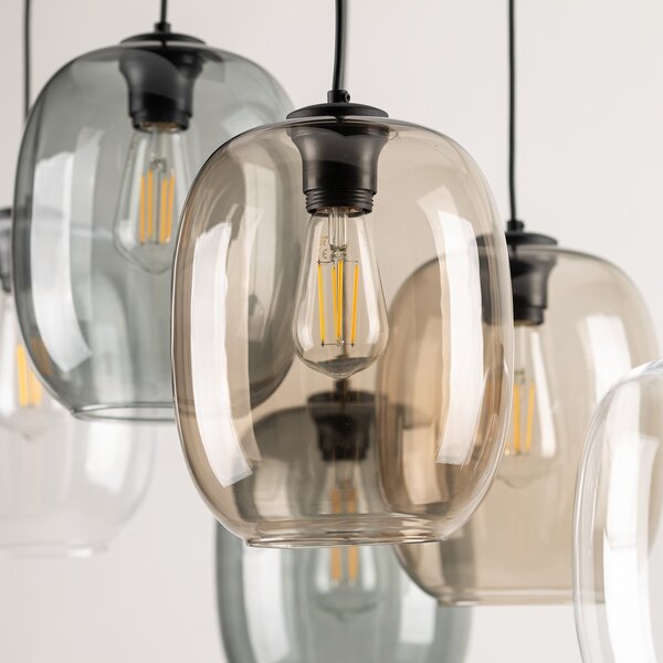 Čierny závesný luster Elio pre žiarovky 6x E27 – LED lustre a svietidlá > Lustre