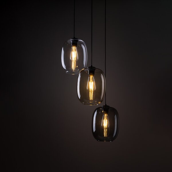 Čierny závesný luster Elio pre žiarovky 3x E27 – LED lustre a svietidlá > Lustre