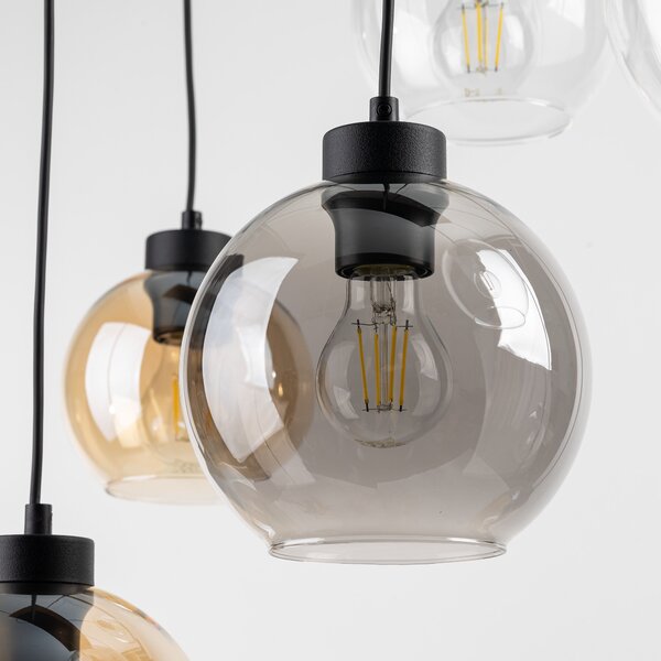Čierny závesný luster Elio pre žiarovky 8x E27 – LED lustre a svietidlá > Lustre